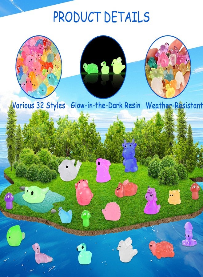GOLDGE 200 Pcs Mini Resin Animal Set - 32 Styles Glow in The Dark Tiny Figurines for Fairy Garden, Party Favors, Dollhouse, Terrariums & DIY Decor - Image 2